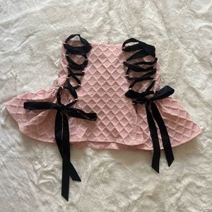 Sugar Thrillz Tea Time balletcore ribbon pink flared skirt - size small, NWOT